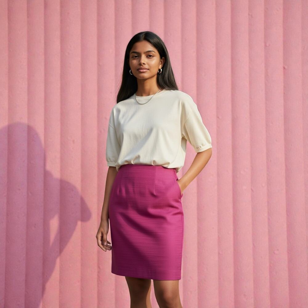 Ann Taylor Hot Pink Magenta Pencil Skirt Petite 00P